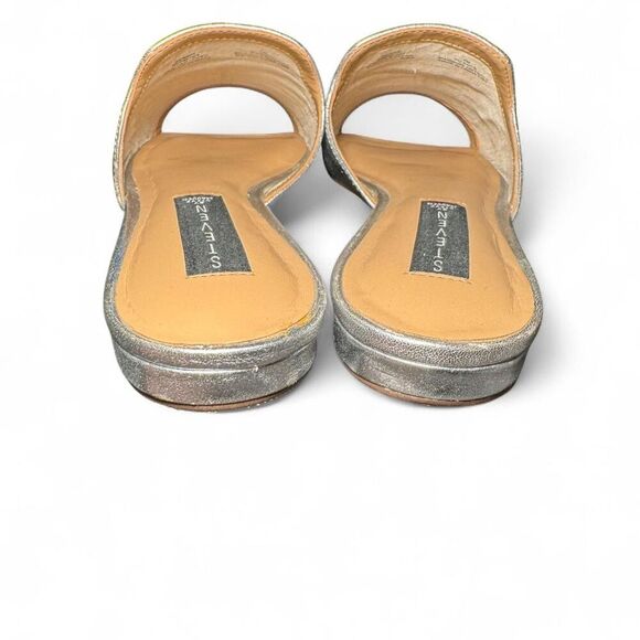 Steven by Steve Madden Sensai silver metallic Leather Upper slide sandals Size 7 - Picture 5 of 7